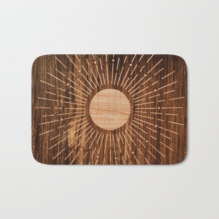 Boho sun Island style wood inlay art  Bath Mat Gallery Image 1