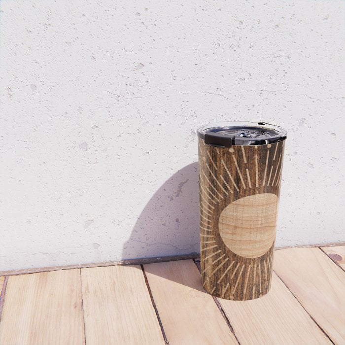 Boho sun Island style wood inlay art  Travel Mug Gallery Image 4