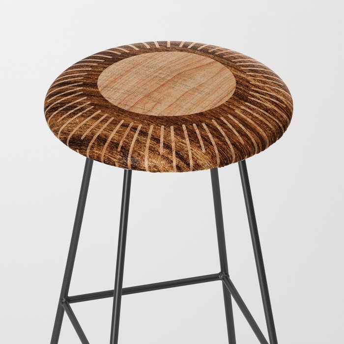 Boho sun Island style wood inlay art  Stool Gallery Image 2