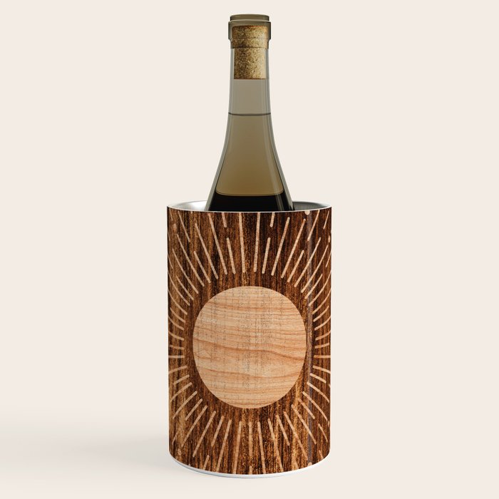 Boho sun Island style wood inlay art  Wine Chiller Gallery Image 1
