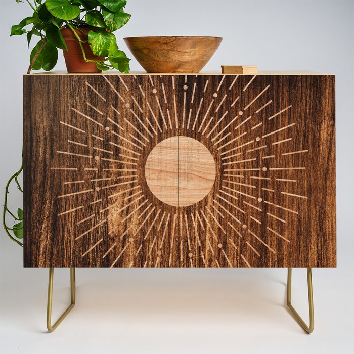 Boho sun Island style wood inlay art  Credenza Gallery Image 1