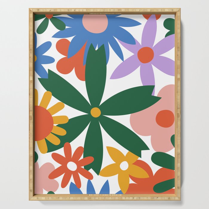 Retro spring flower nature drawing Serving Tray Gallery Image 1