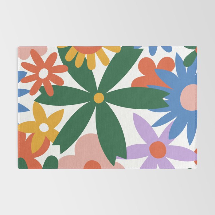 Retro spring flower nature drawing Rug Gallery Image 2