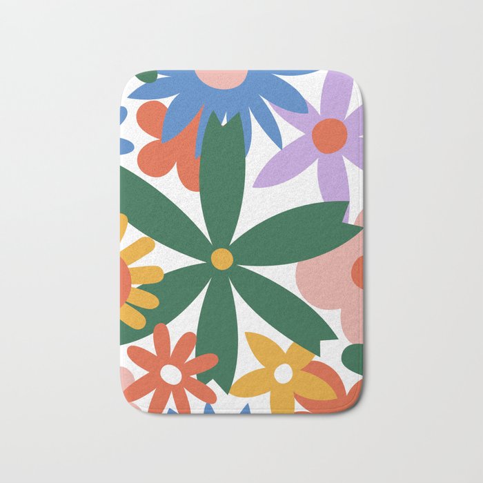 Retro spring flower nature drawing Bath Mat Gallery Image 1
