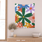 Retro spring flower nature drawing Wall Tapestry Gallery Image 2