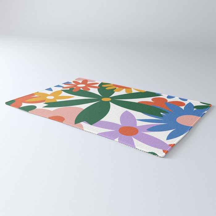 Retro spring flower nature drawing Rug Gallery Image 3