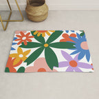 Retro spring flower nature drawing Rug Gallery Image 1