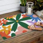 Retro spring flower nature drawing Outdoor Rug Gallery Image 2
