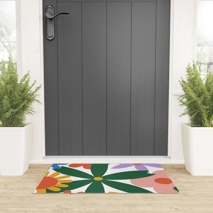 Retro spring flower nature drawing Welcome Mat Gallery Image 3
