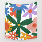 Retro spring flower nature drawing Wall Tapestry Gallery Image 4