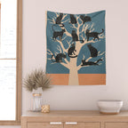 Black Cats in Tree 03 Wall Tapestry Gallery Image 2
