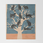 Black Cats in Tree 03 Throw Blanket Gallery Image 2