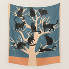 Black Cats in Tree 03 Wall Tapestry Gallery Image 4