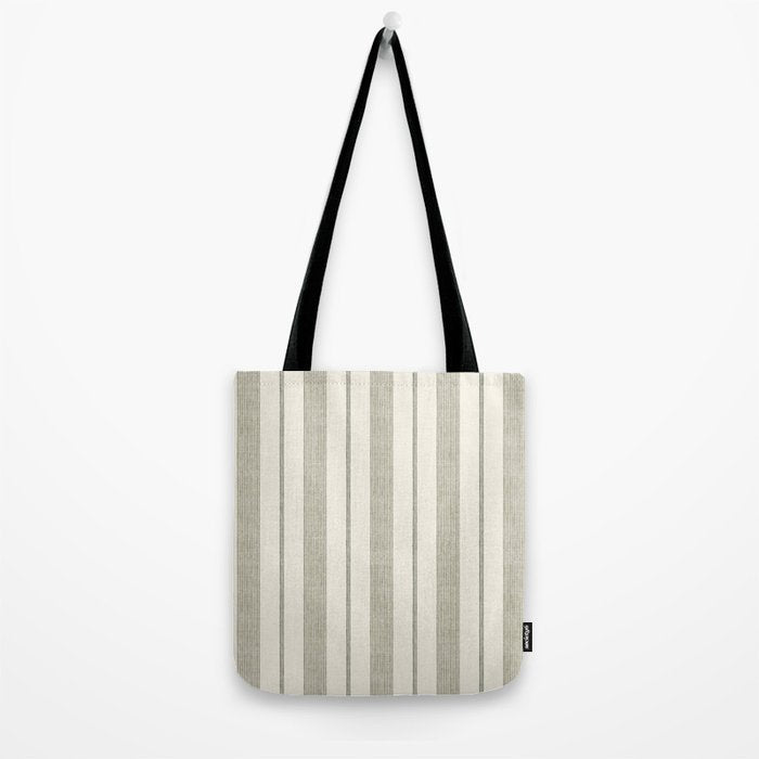 ivy stripes - cream and olive green Tote Bag Gallery Image 2