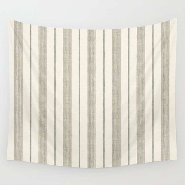 ivy stripes - cream and olive green Wall Tapestry Gallery Image 4