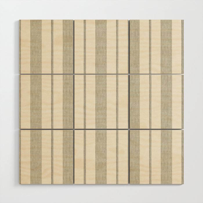 ivy stripes - cream and olive green Wood Wall Art Gallery Image 1