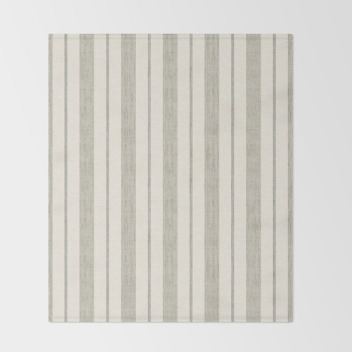 ivy stripes - cream and olive green Throw Blanket Gallery Image 2