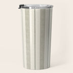 ivy stripes - cream and olive green Travel Mug Gallery Image 3