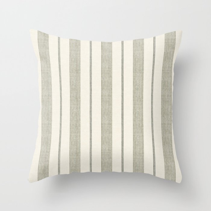 ivy stripes - cream and olive green Throw Pillow Gallery Image 6