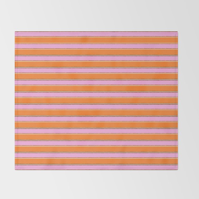 Colorful Eclectic Watercolor Paper Stripes Pattern Pink Orange Brown Cream Throw Blanket Gallery Image 2