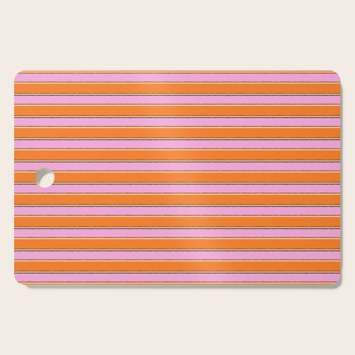 Colorful Eclectic Watercolor Paper Stripes Pattern Pink Orange Brown Cream Cutting Board Gallery Image 1