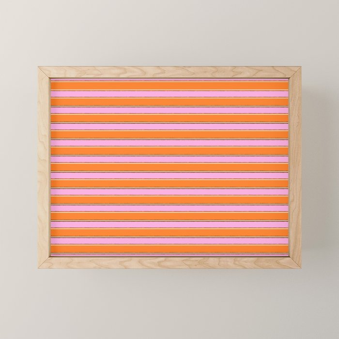 Colorful Eclectic Watercolor Paper Stripes Pattern Pink Orange Brown Cream Mini Art Print Gallery Image 1