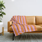 Colorful Eclectic Watercolor Paper Stripes Pattern Pink Orange Brown Cream Throw Blanket Gallery Image 1