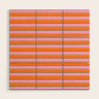 Colorful Eclectic Watercolor Paper Stripes Pattern Pink Orange Brown Cream Wood Wall Art Gallery Image 1