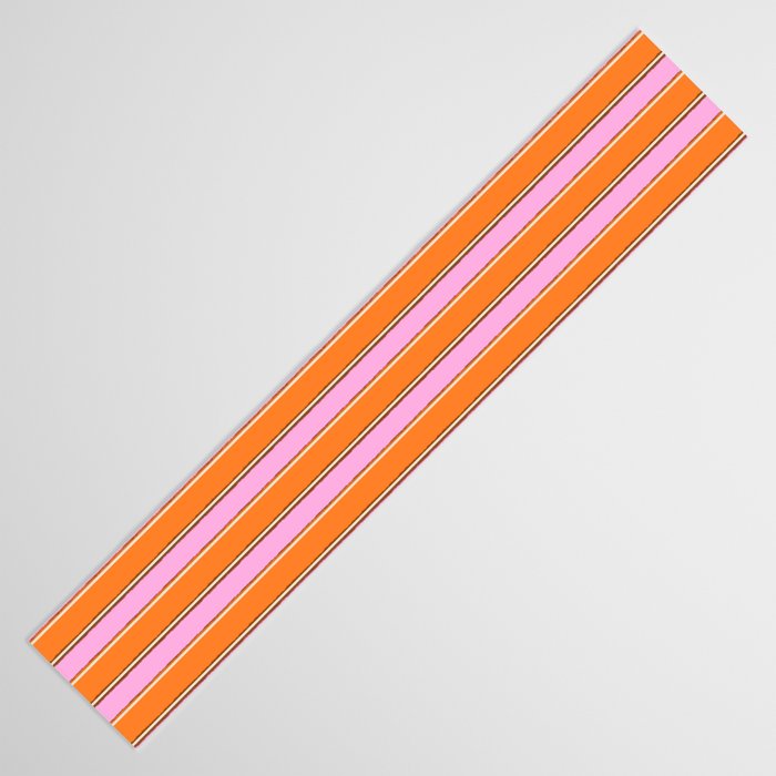 Colorful Eclectic Watercolor Paper Stripes Pattern Pink Orange Brown Cream Table Runner Gallery Image 3