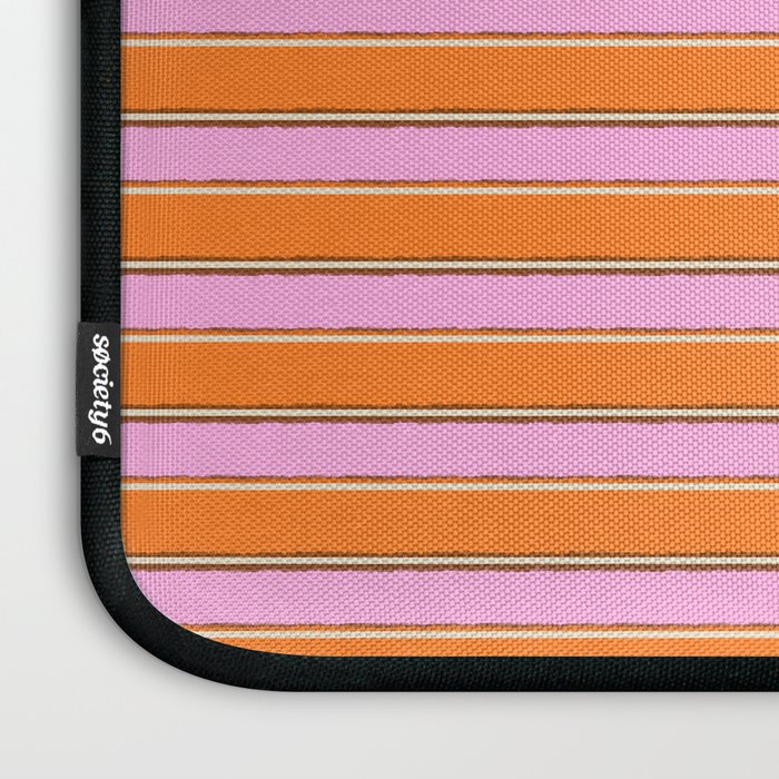 Colorful Eclectic Watercolor Paper Stripes Pattern Pink Orange Brown Cream Laptop Sleeve Gallery Image 3