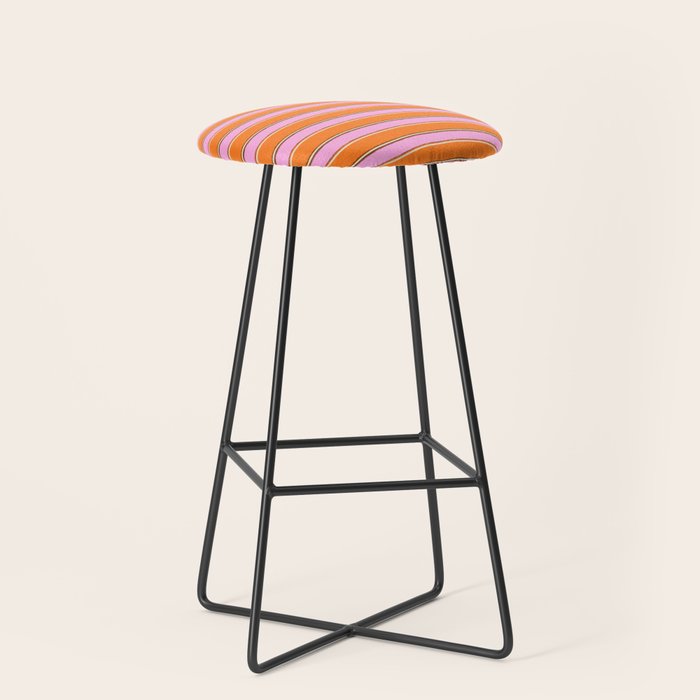 Colorful Eclectic Watercolor Paper Stripes Pattern Pink Orange Brown Cream Stool Gallery Image 1