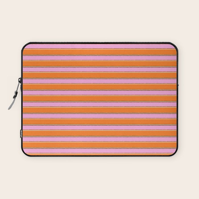 Colorful Eclectic Watercolor Paper Stripes Pattern Pink Orange Brown Cream Laptop Sleeve Gallery Image 1