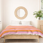 Colorful Eclectic Watercolor Paper Stripes Pattern Pink Orange Brown Cream Duvet Cover Gallery Image 3