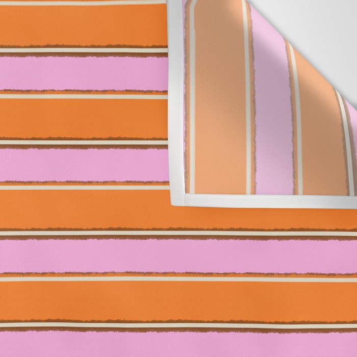 Colorful Eclectic Watercolor Paper Stripes Pattern Pink Orange Brown Cream Wall Tapestry Gallery Image 3