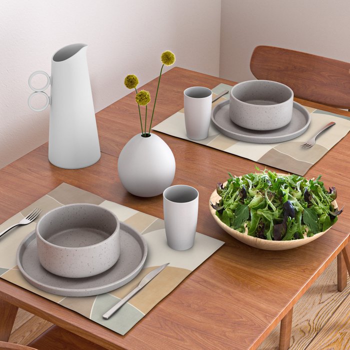 Soft Brown Tan Green Beige Modern Artwork Placemat Gallery Image 2