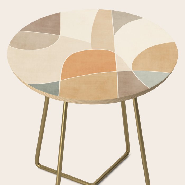 Soft Brown Tan Green Beige Modern Artwork Side Table Gallery Image 2