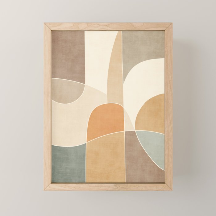 Soft Brown Tan Green Beige Modern Artwork Mini Art Print Gallery Image 1