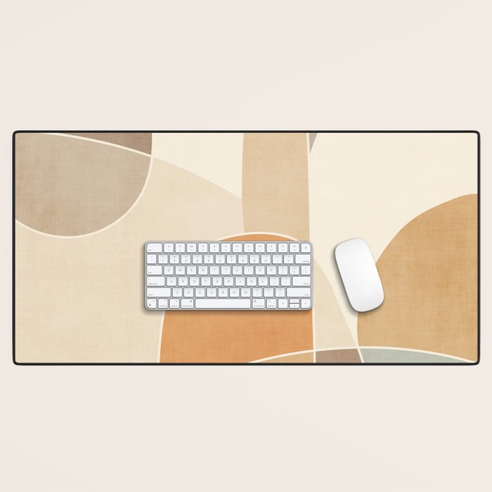 Soft Brown Tan Green Beige Modern Artwork Desk Mat Gallery Image 1