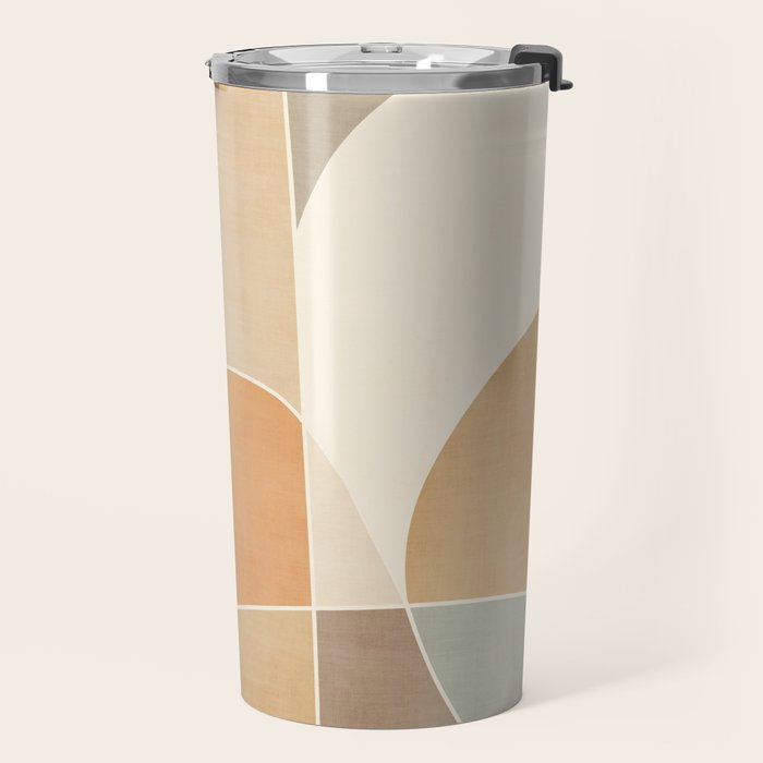 Soft Brown Tan Green Beige Modern Artwork Travel Mug Gallery Image 2