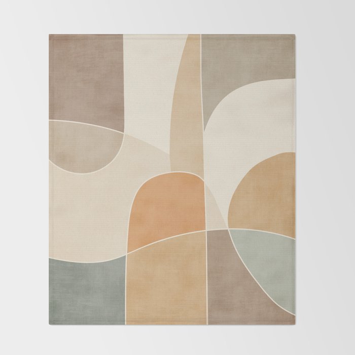 Soft Brown Tan Green Beige Modern Artwork Throw Blanket Gallery Image 2