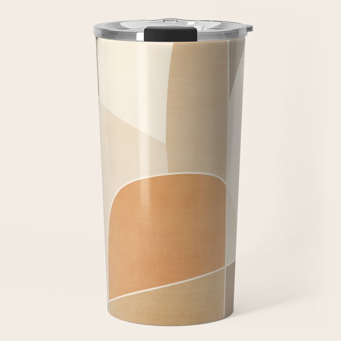 Soft Brown Tan Green Beige Modern Artwork Travel Mug Gallery Image 1