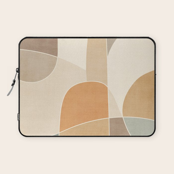Soft Brown Tan Green Beige Modern Artwork Laptop Sleeve Gallery Image 1