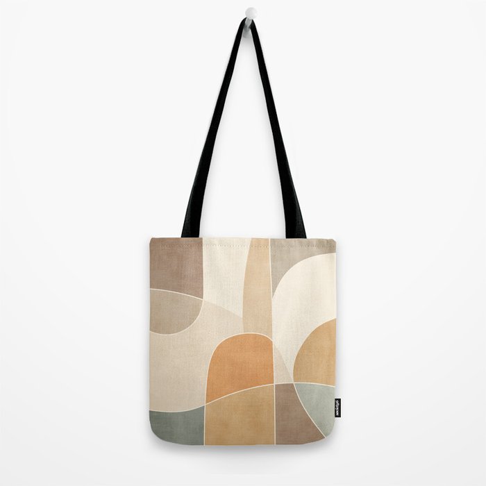 Soft Brown Tan Green Beige Modern Artwork Tote Bag Gallery Image 2