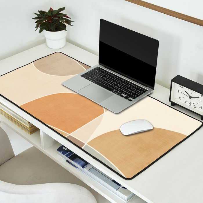 Soft Brown Tan Green Beige Modern Artwork Desk Mat Gallery Image 2