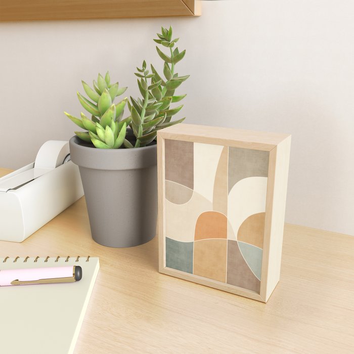 Soft Brown Tan Green Beige Modern Artwork Mini Art Print Gallery Image 2