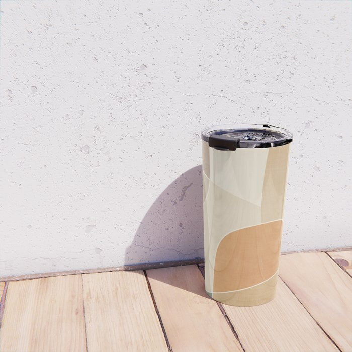 Soft Brown Tan Green Beige Modern Artwork Travel Mug Gallery Image 4