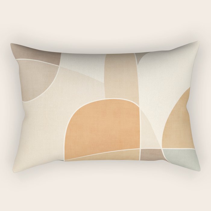 Soft Brown Tan Green Beige Modern Artwork Rectangular Pillow Gallery Image 2