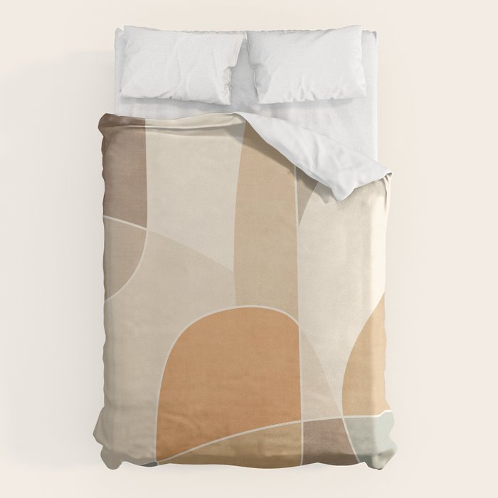 Soft Brown Tan Green Beige Modern Artwork Duvet Cover Gallery Image 6