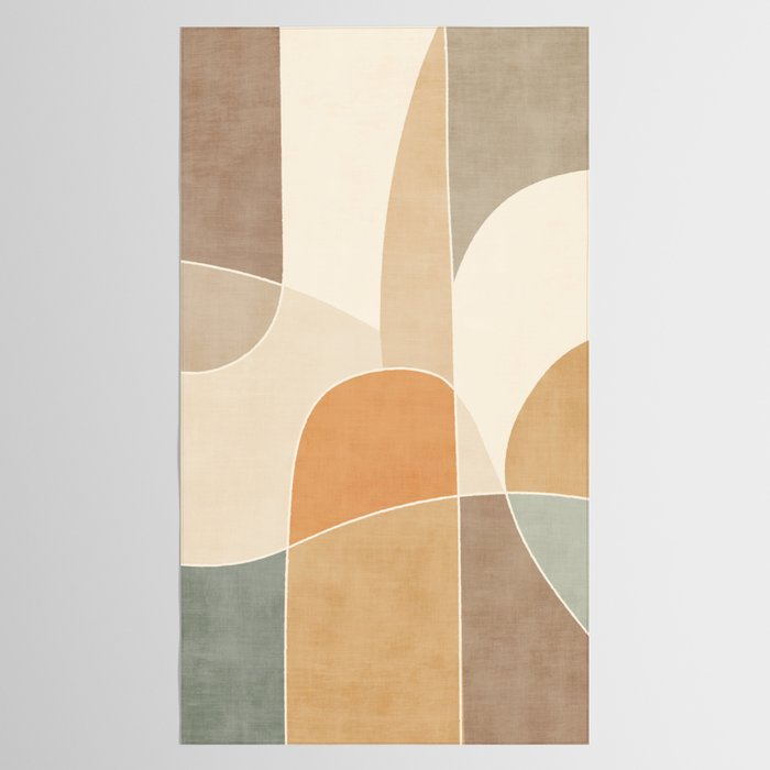 Soft Brown Tan Green Beige Modern Artwork Tablecloth Gallery Image 2