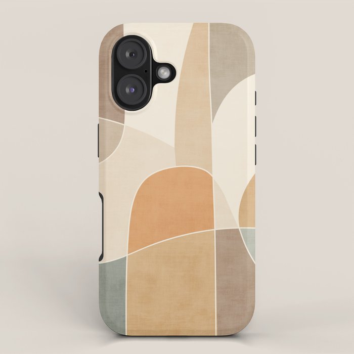 Soft Brown Tan Green Beige Modern Artwork iPhone Case Gallery Image 1